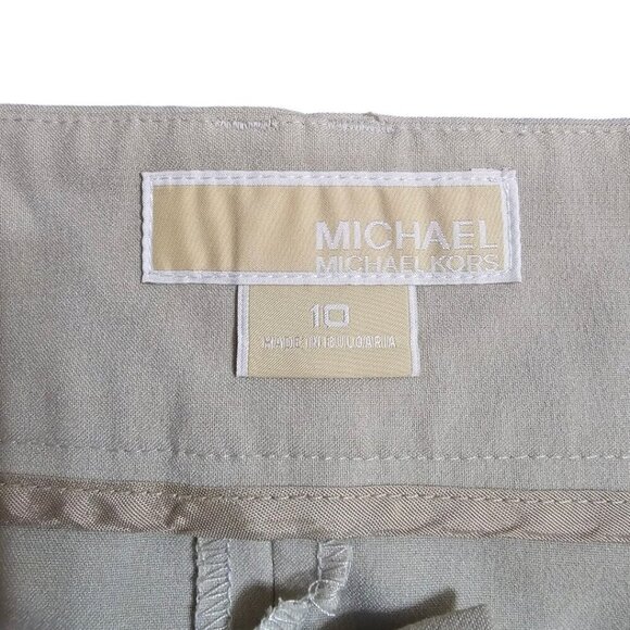 Michael Kors Tan Mid-Rise Flat Front Straight Leg Dress Pants Sz 10 - Picture 6 of 8